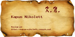 Kapus Nikolett névjegykártya